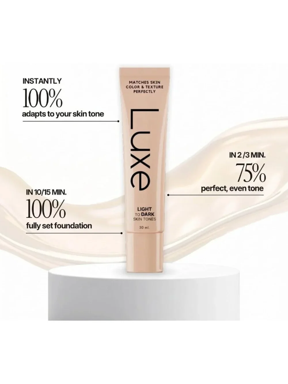 Luxe Color Changing Foundation - Light Shade, Flawless Finish, Hydrating Formula